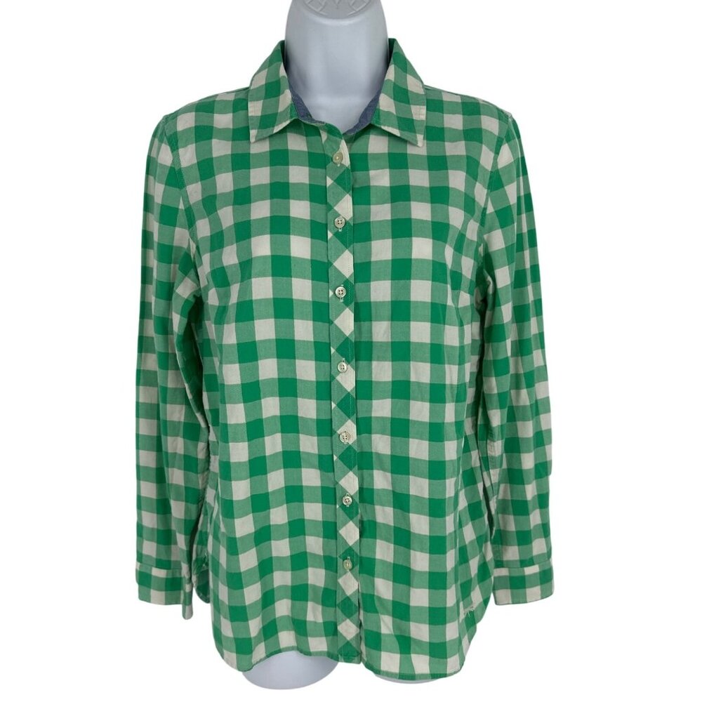 Talbots Petites Checkered Button Up Long Sleeves Shirt Womens Size MP